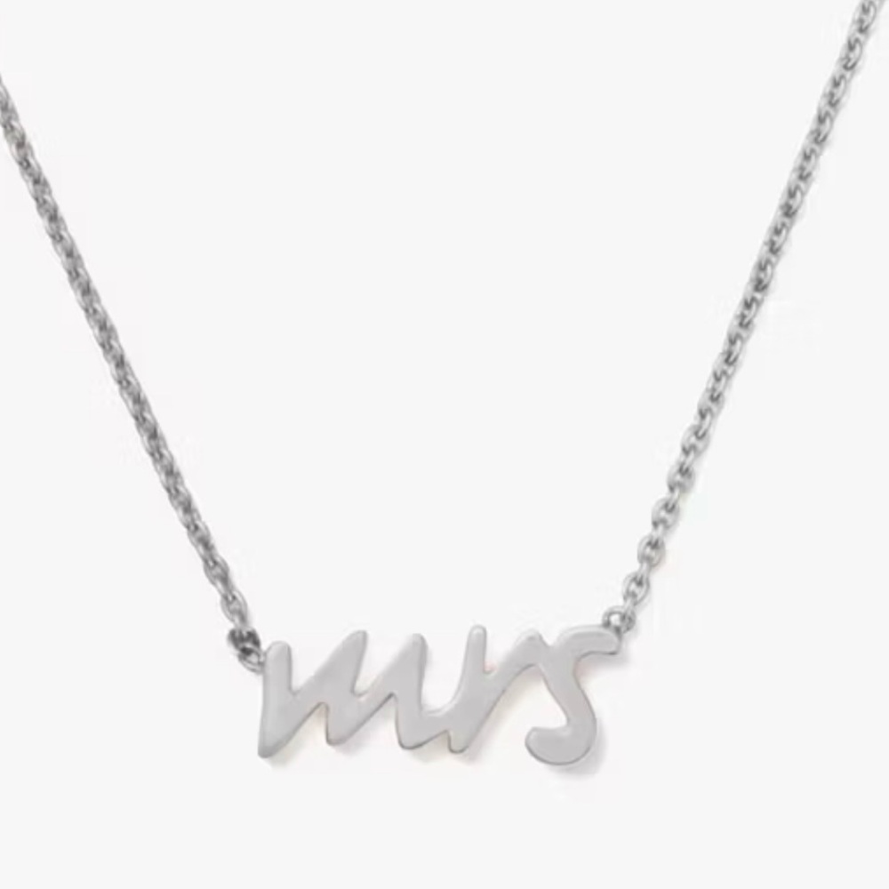 Kate Spade Say Yes Mrs. Silver Necklace